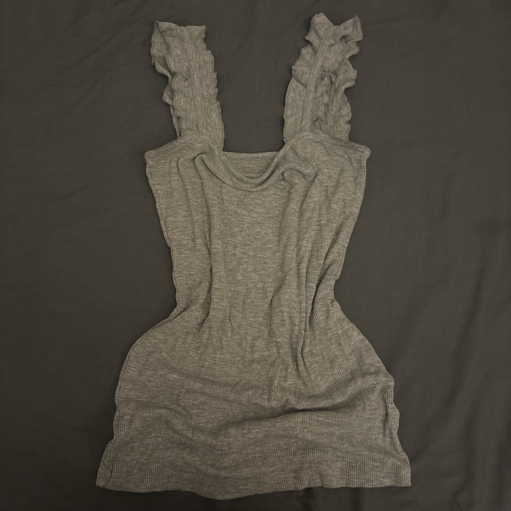 Grey Ruffled Top / Y2K - Picture 2 of 2